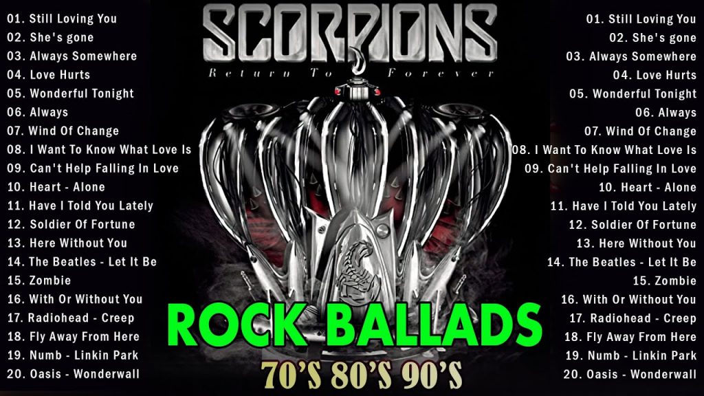 70s 80s 90s Slow Rock Ballads Playlist ? Scorpions,Led Zeppelin, U2, Nirvana, Bon Jovi