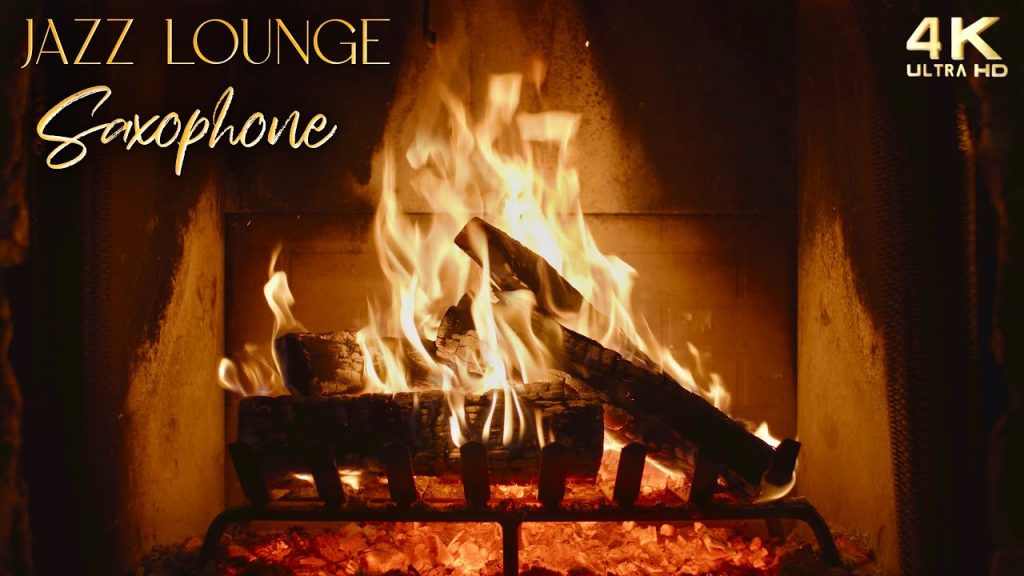 ? Crackling Fireplace & Jazz Lounge Music with Saxophone Ambience